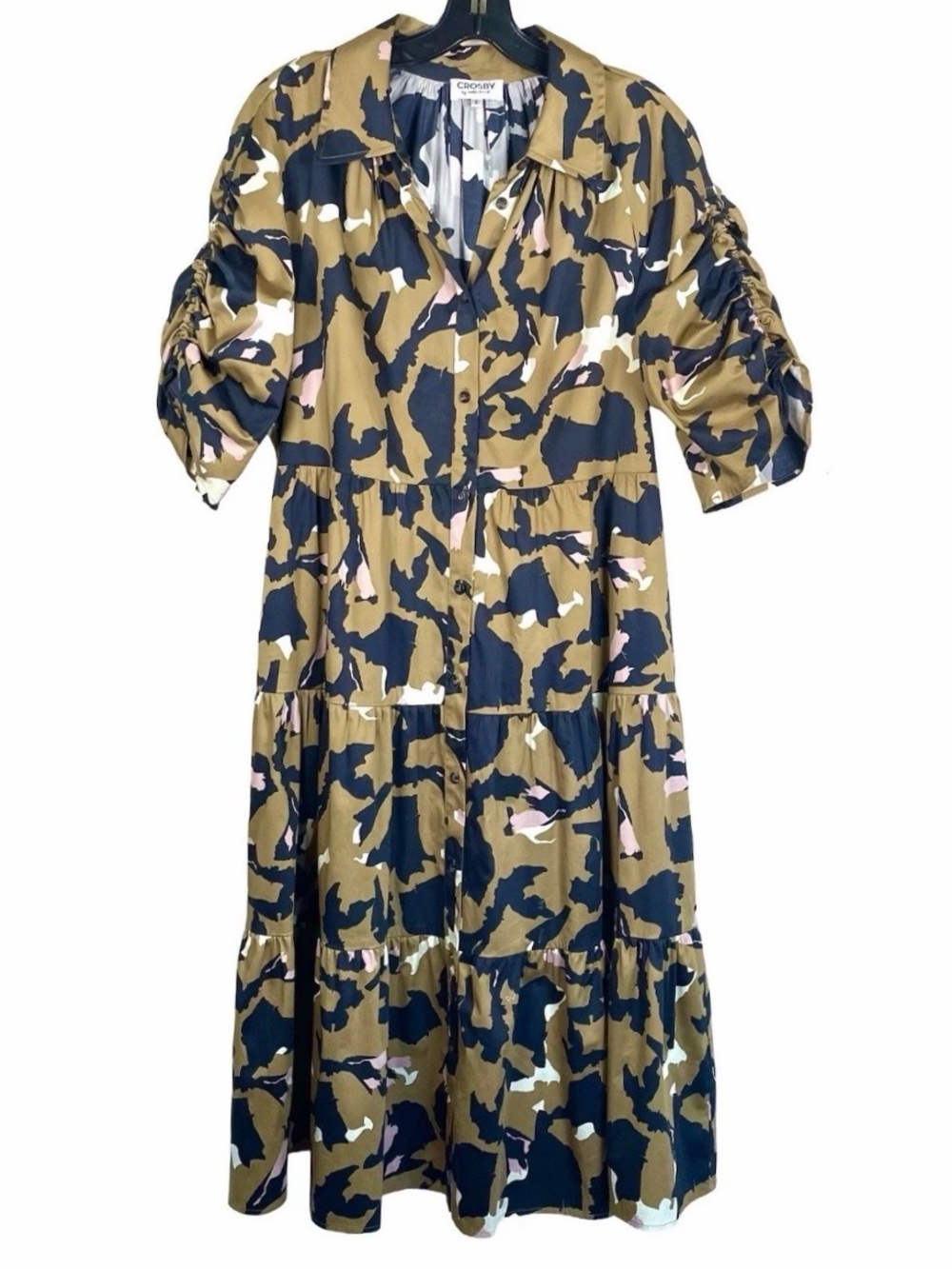 CROSBY by Mollie Burch Whit Undone Abstract Midi Shirtdress S - Picture 2 of 8